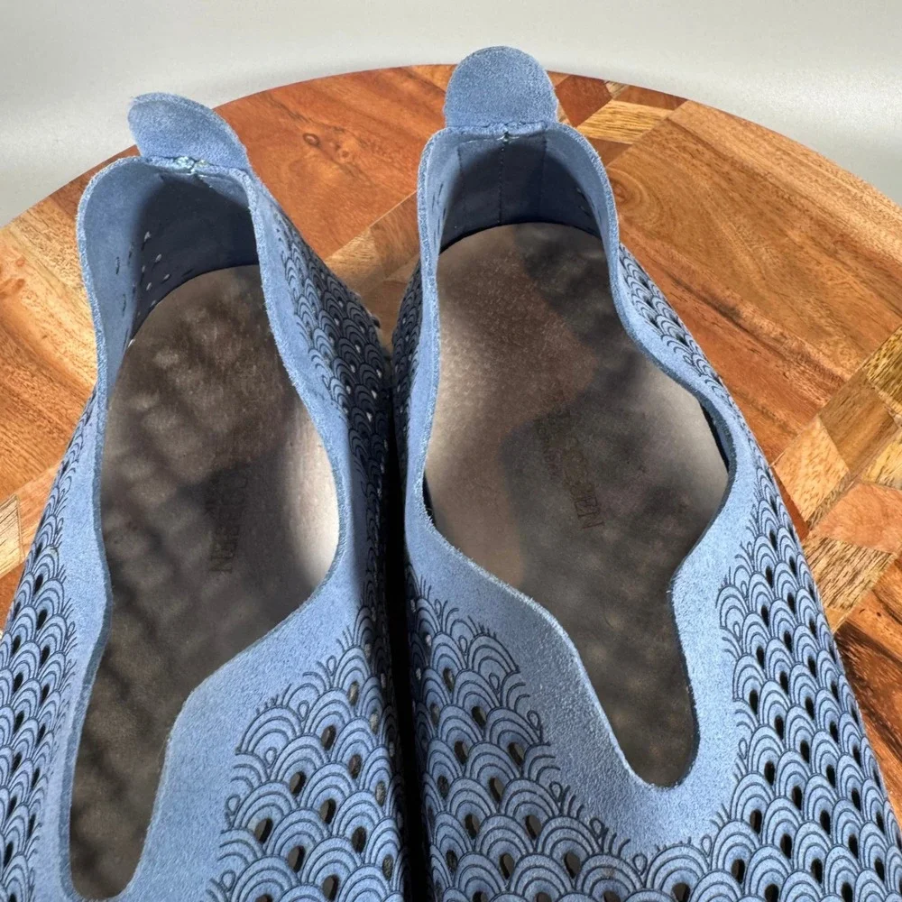Ilse Jacobsen Tulip 139 Blue Laser Cut Slip On Loafers Flats EU 38 Womens 7.5-8